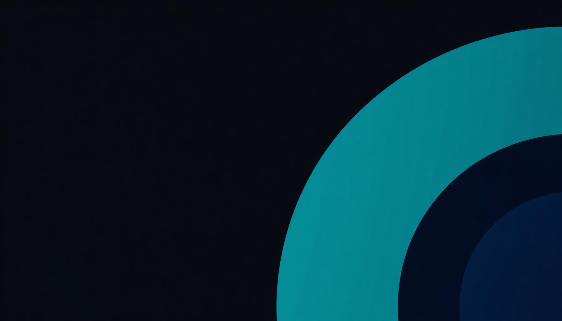 Abstract probability dial gauge in deep blue and teal on a dark background